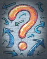 Question mark with arrows